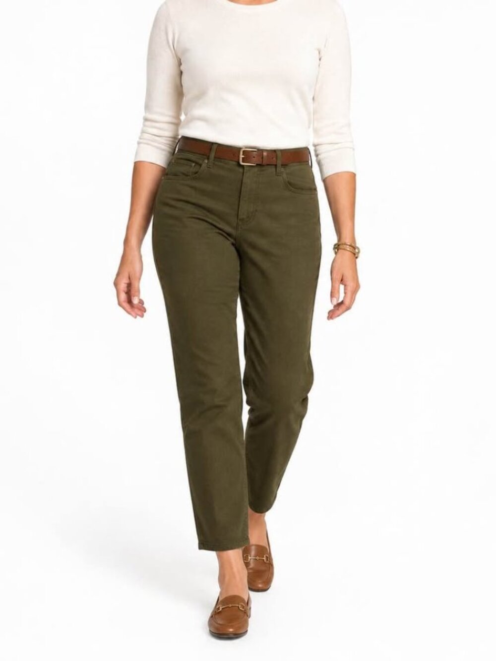 Chico's Olive Green So Slimming Neutral Classic Girlfriend Ankle Pant [size 2]